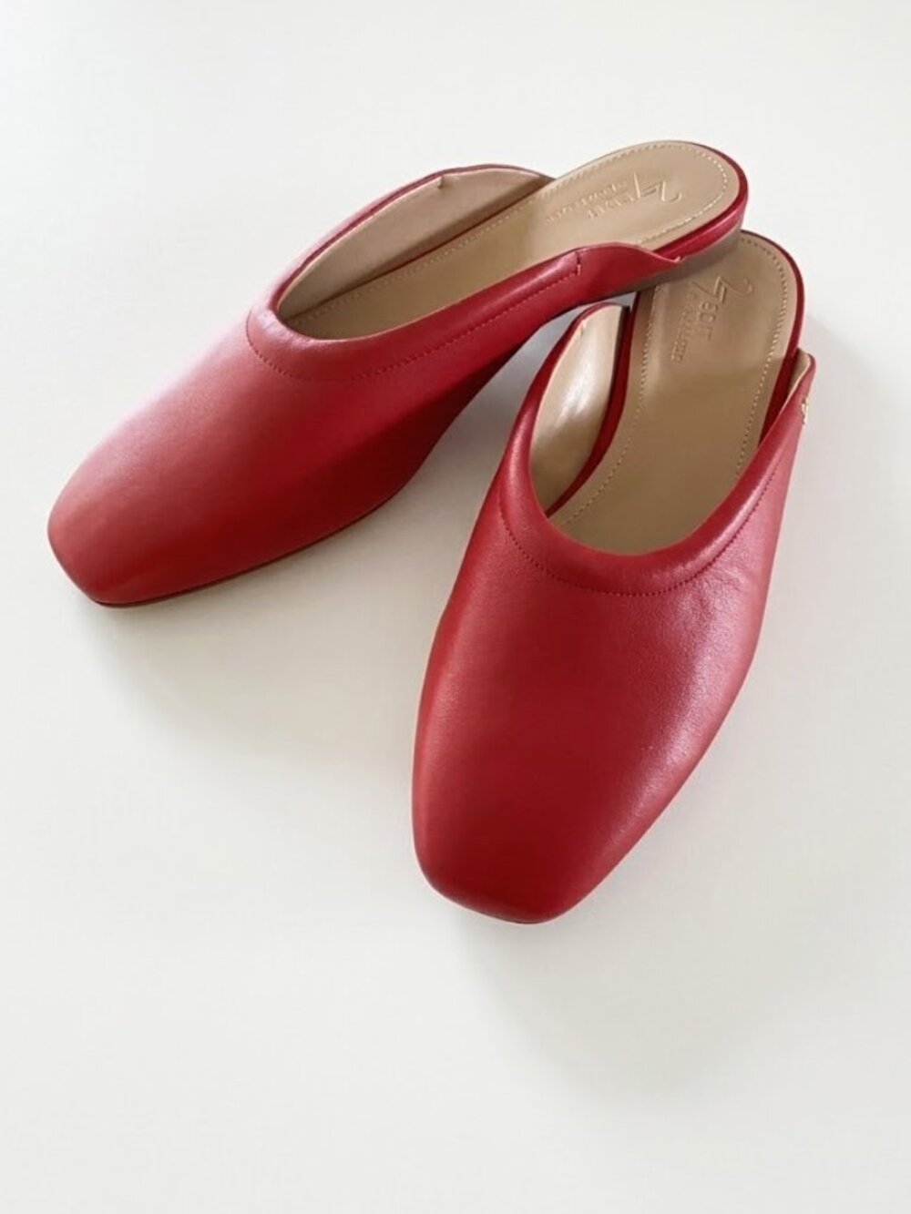 Naturalizer 27 Edit Red Leather Carla Square Toe Ballet Mules Slip Ons Sz 10 NW